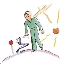 Le Petit Prince arrose sa petite fleur